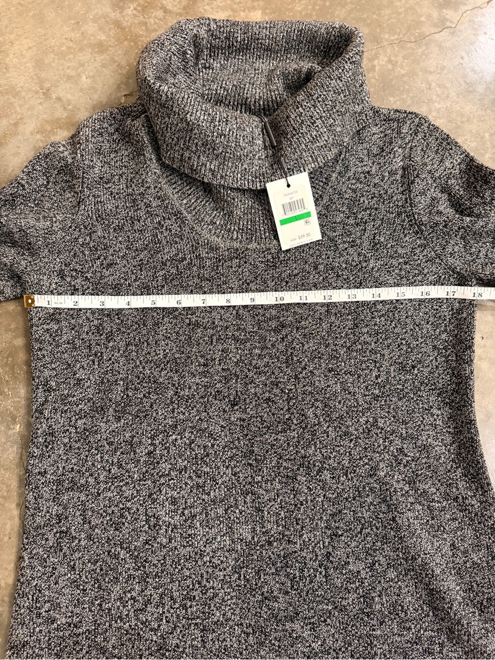 NWT Calvin Klein Cowl Neck Tunic Sweater Black White L Family Photos Holiday - Picture 5 of 9